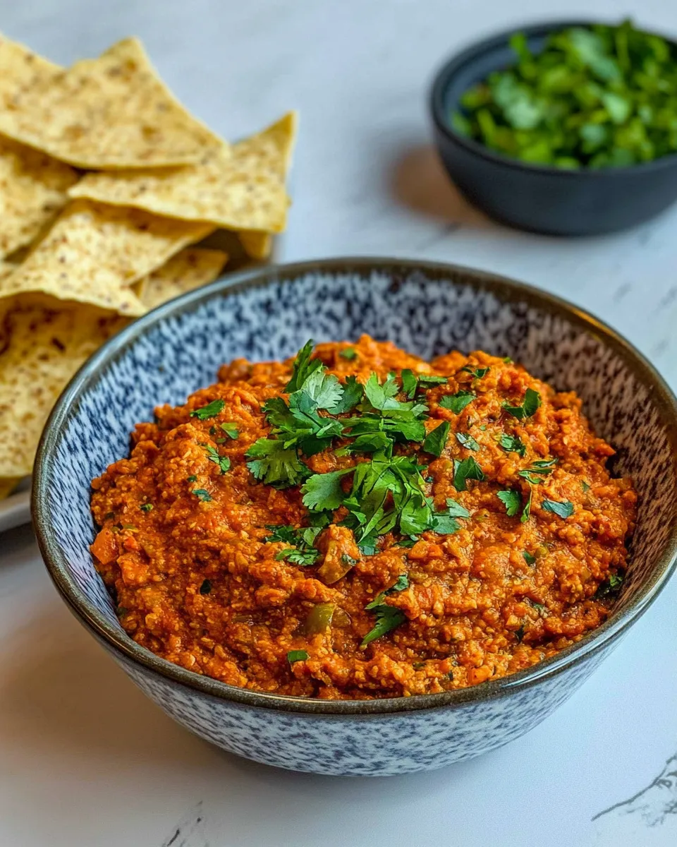 Homemade Muhammara: Middle Eastern Red Pepper Dip recipe photo