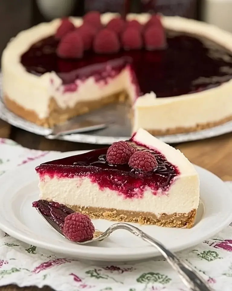 Homemade New York Style Raspberry Cheesecake photo