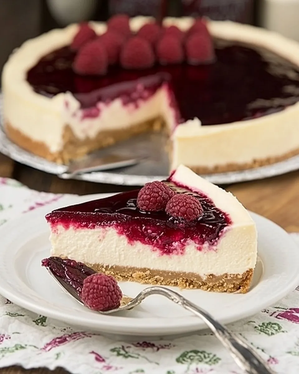 Homemade New York Style Raspberry Cheesecake photo