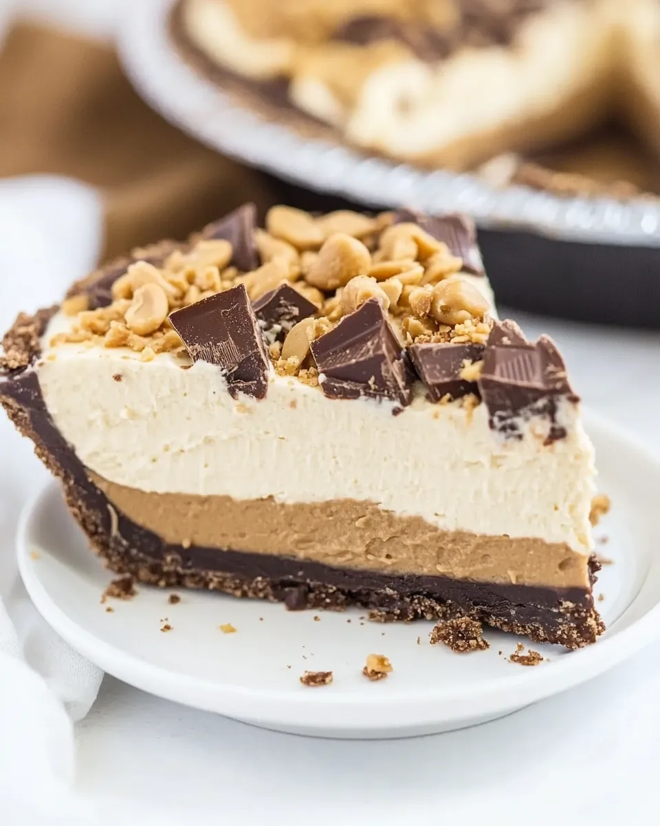 Homemade No-Bake Chocolate Peanut Butter Pie shot