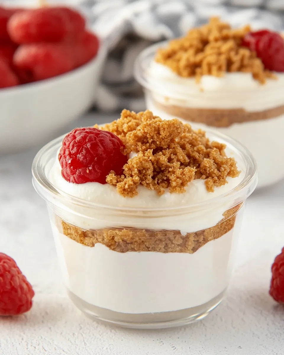 Homemade No Bake Cheesecake Cups with Graham Crumble Topping photo