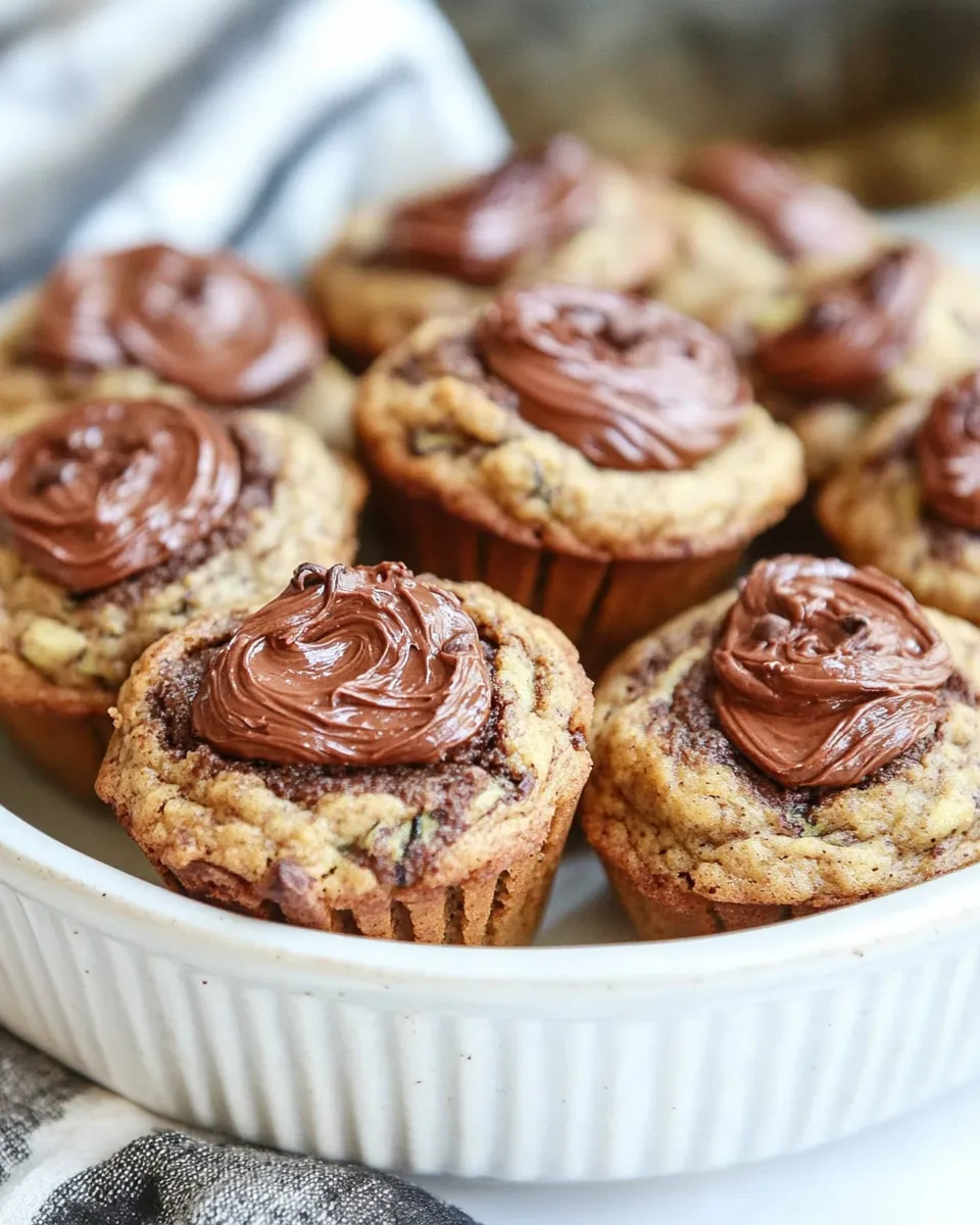 Homemade Nutella Stuffed Whole Wheat Peanut Butter Banana and Zucchini Muffins photo
