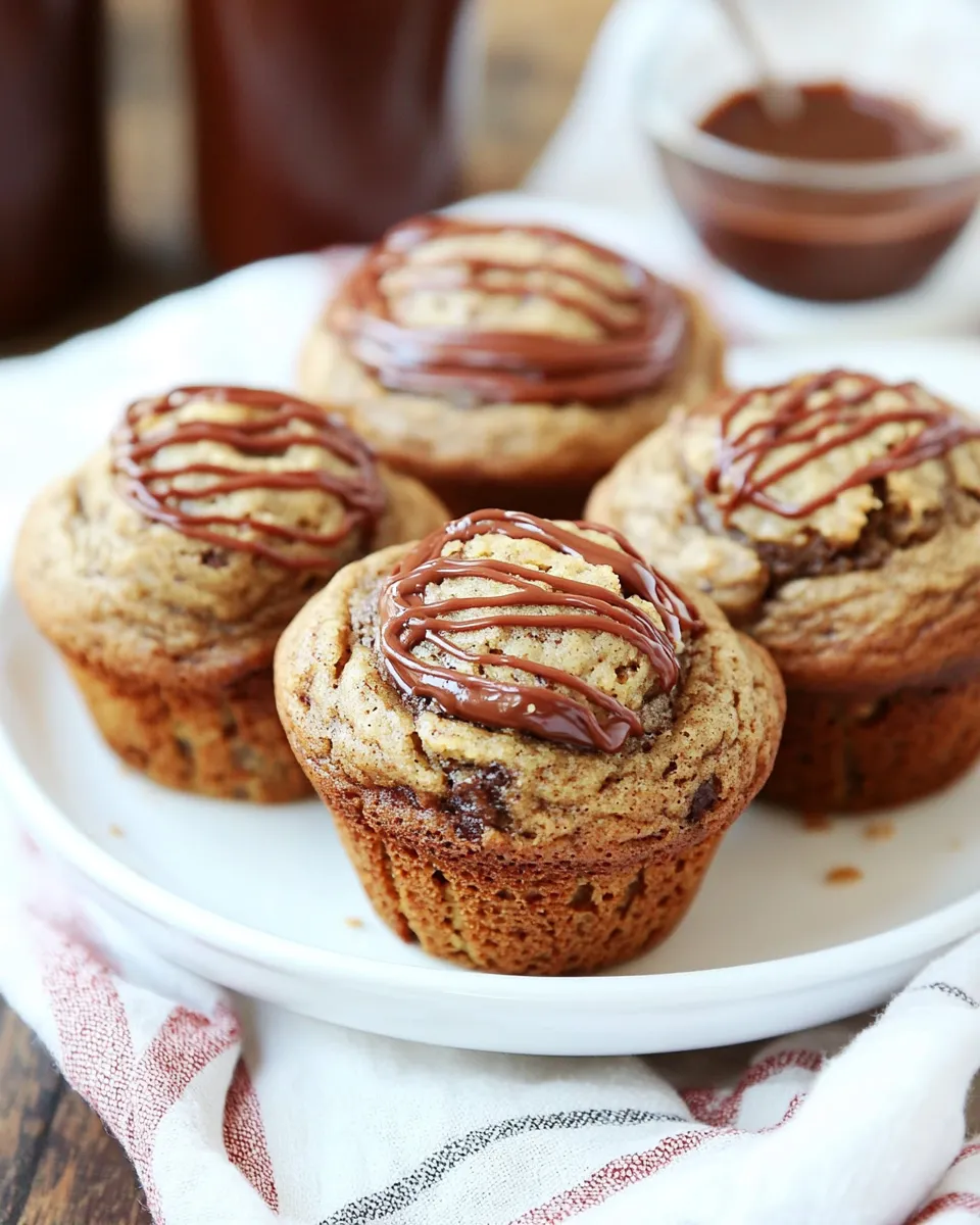 Classic Nutella Stuffed Whole Wheat Peanut Butter Banana and Zucchini Muffins image