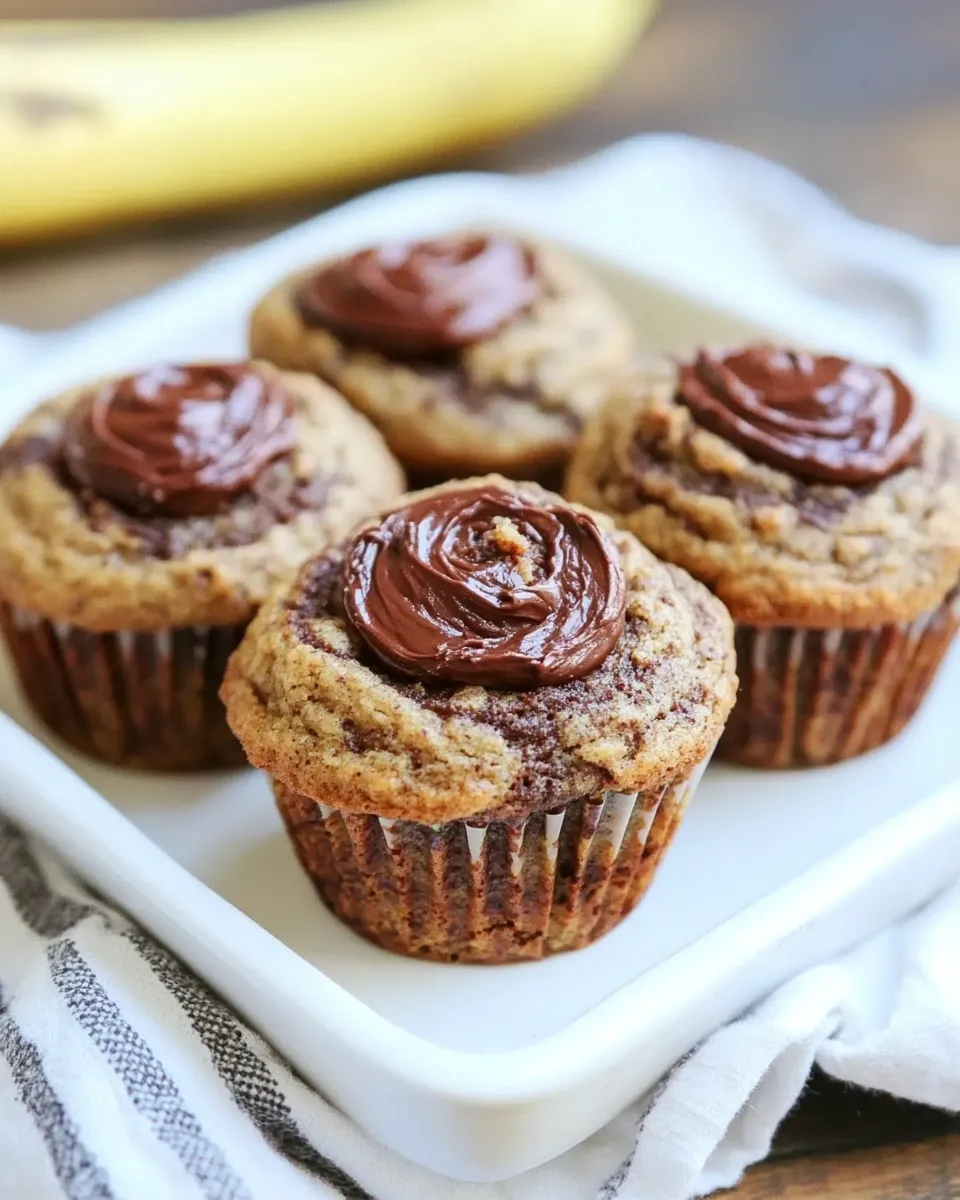 Easy Nutella Stuffed Whole Wheat Peanut Butter Banana and Zucchini Muffins recipe photo