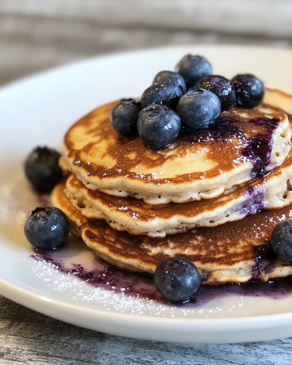 Classic Oatmeal Blueberry Protein Pancakes image