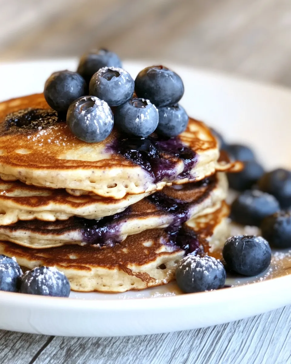 Delicious Oatmeal Blueberry Protein Pancakes shot