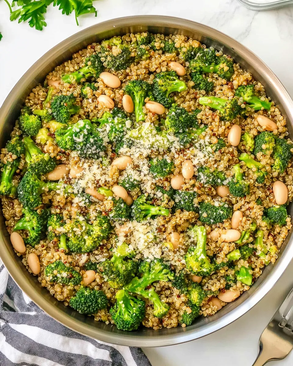 Easy One Pan Broccoli Quinoa Skillet with Parmesan and White Beans picture