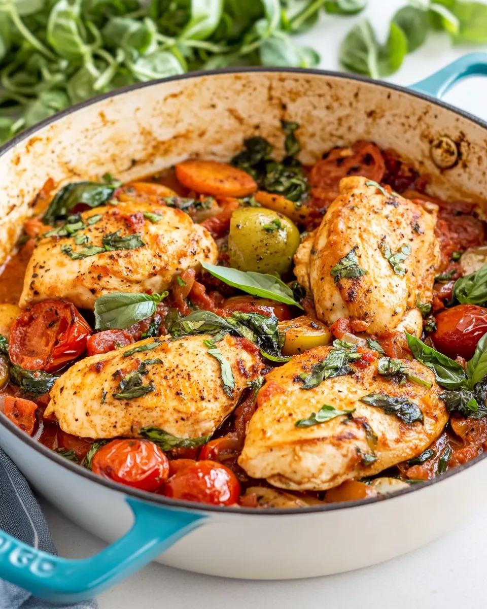Delicious One Pan Italian Chicken Skillet shot