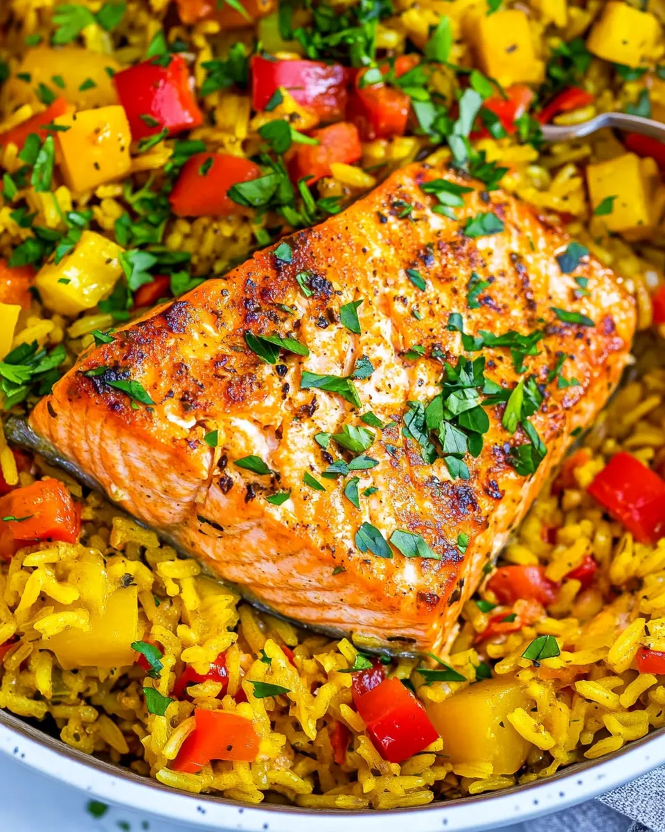 Delicious One Pot Salmon And Rice shot