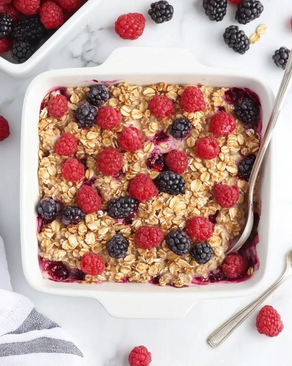 Delicious Overnight Berry Baked Oatmeal shot
