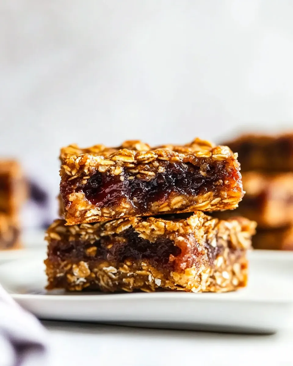 Classic PB &J Healthy, Soft Oatmeal Breakfast Bars image