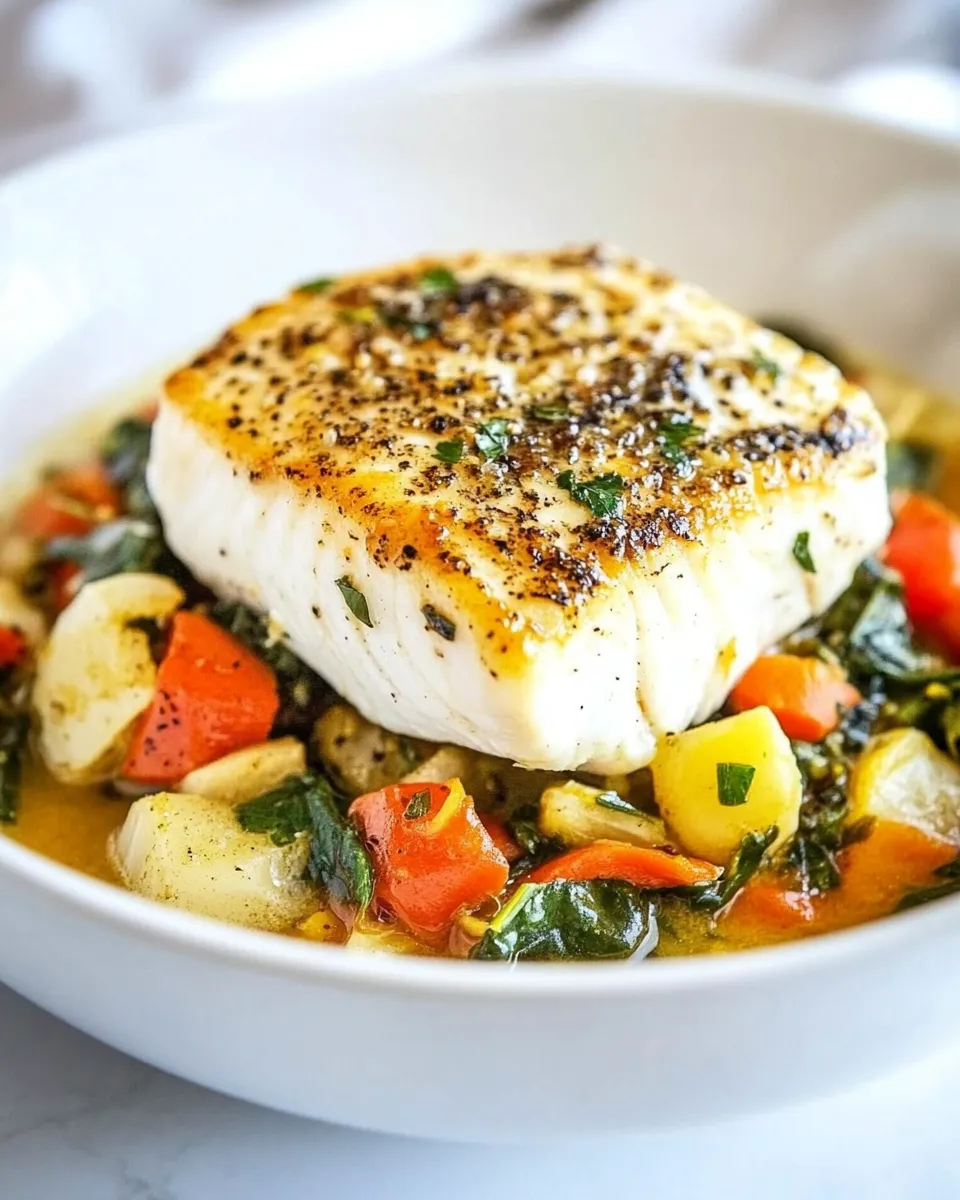 Homemade Pan-Seared Halibut with Vegetables photo
