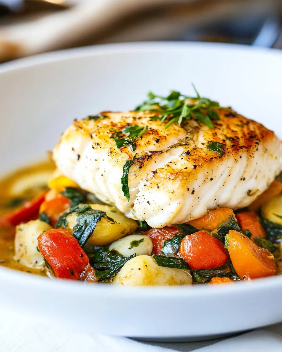 Classic Pan-Seared Halibut with Vegetables image