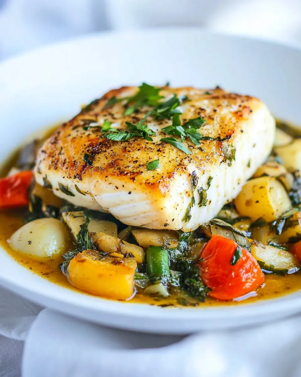 Easy Pan-Seared Halibut with Vegetables picture
