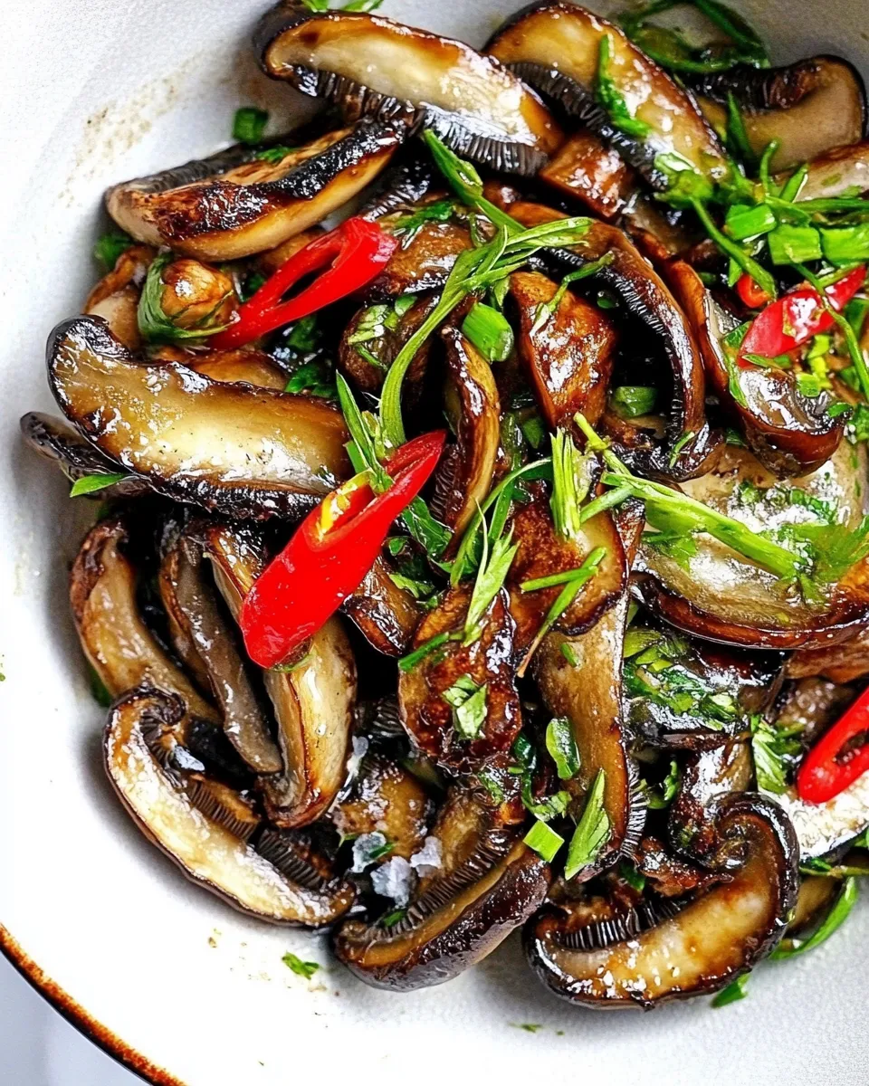 Delicious Pan-fried Green Herb Oyster Mushroom photo