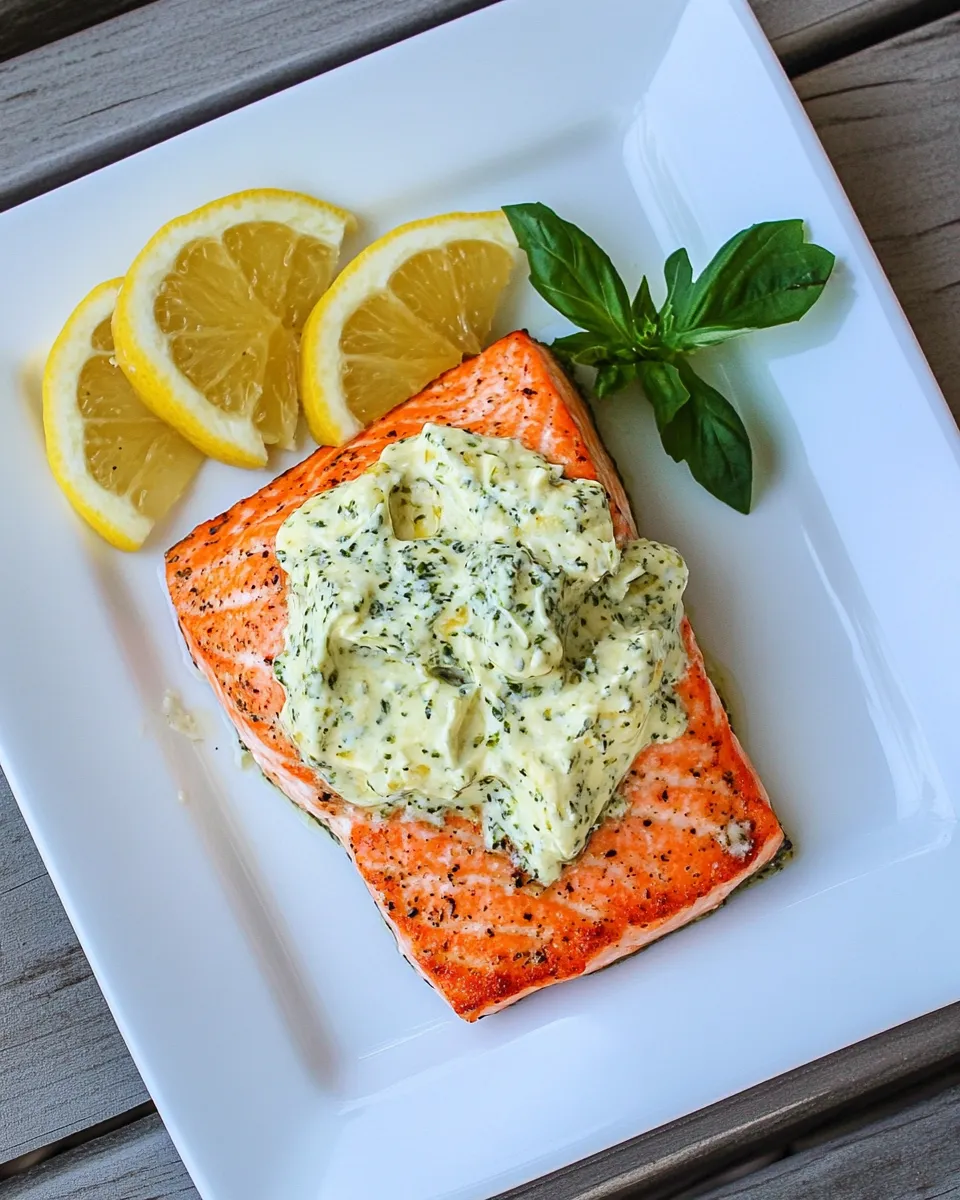 Homemade Pan Fried Salmon with Pesto Cream Cheese Sauce picture
