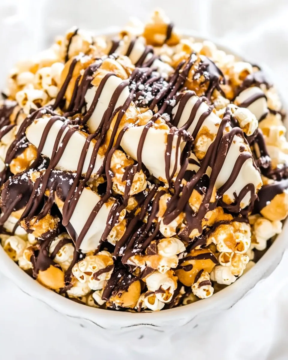 Homemade Peanut Butter Chocolate Popcorn Bark photo