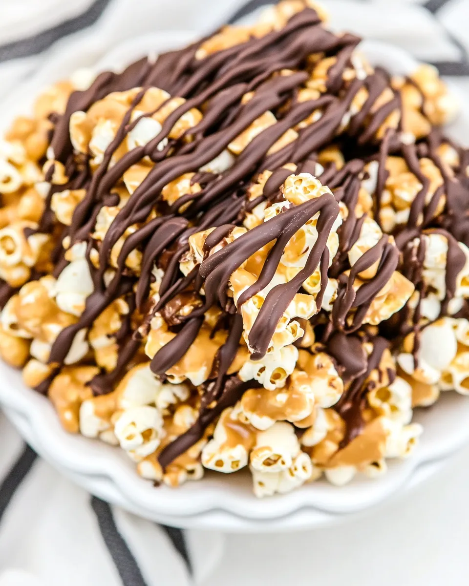 Classic Peanut Butter Chocolate Popcorn Bark image