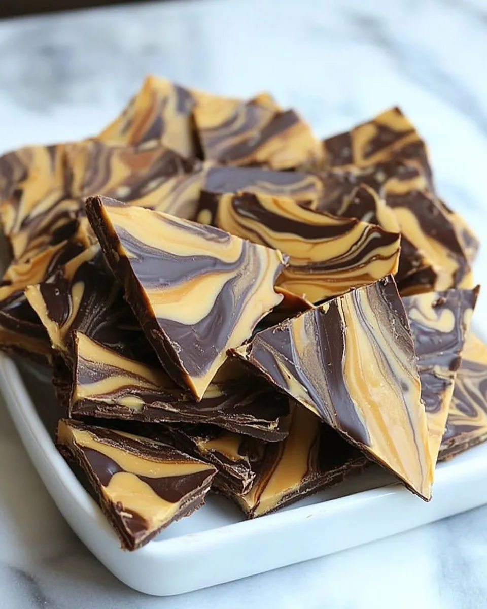 Delicious Peanut Butter Chocolate Swirl Bark shot