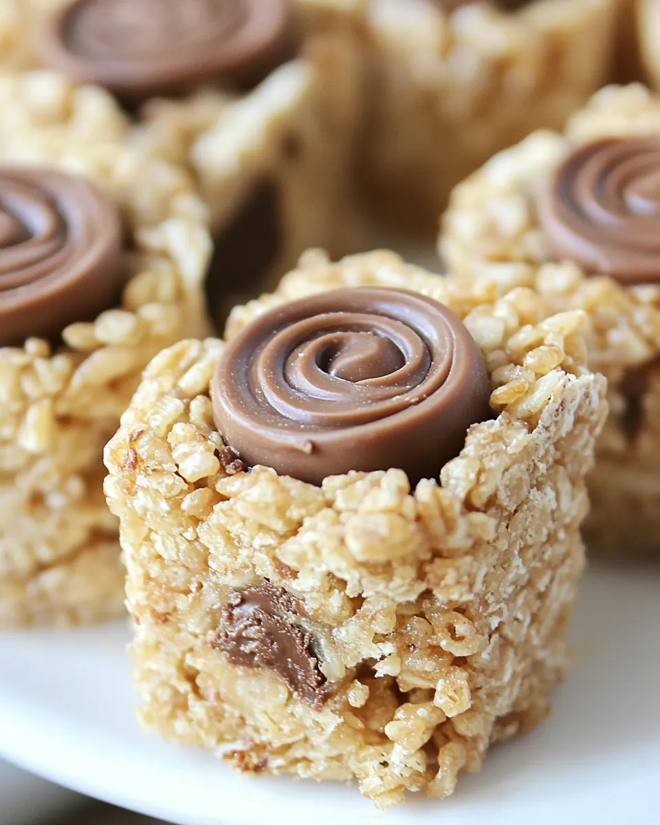 Best Peanut Butter Cup Rice Krispie Treats Pinwheels food shot