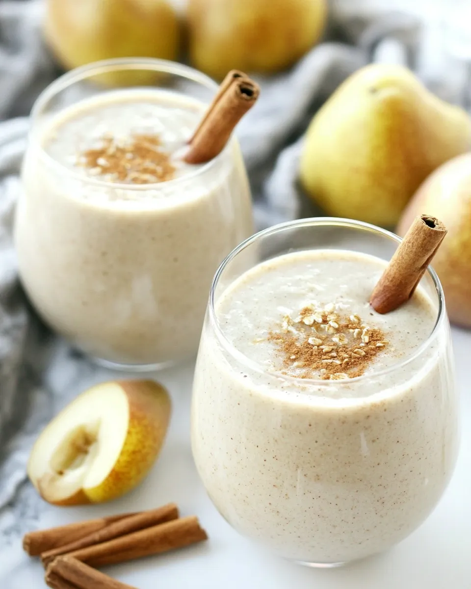 Delicious Pear Ginger Cinnamon Oat Smoothie photo