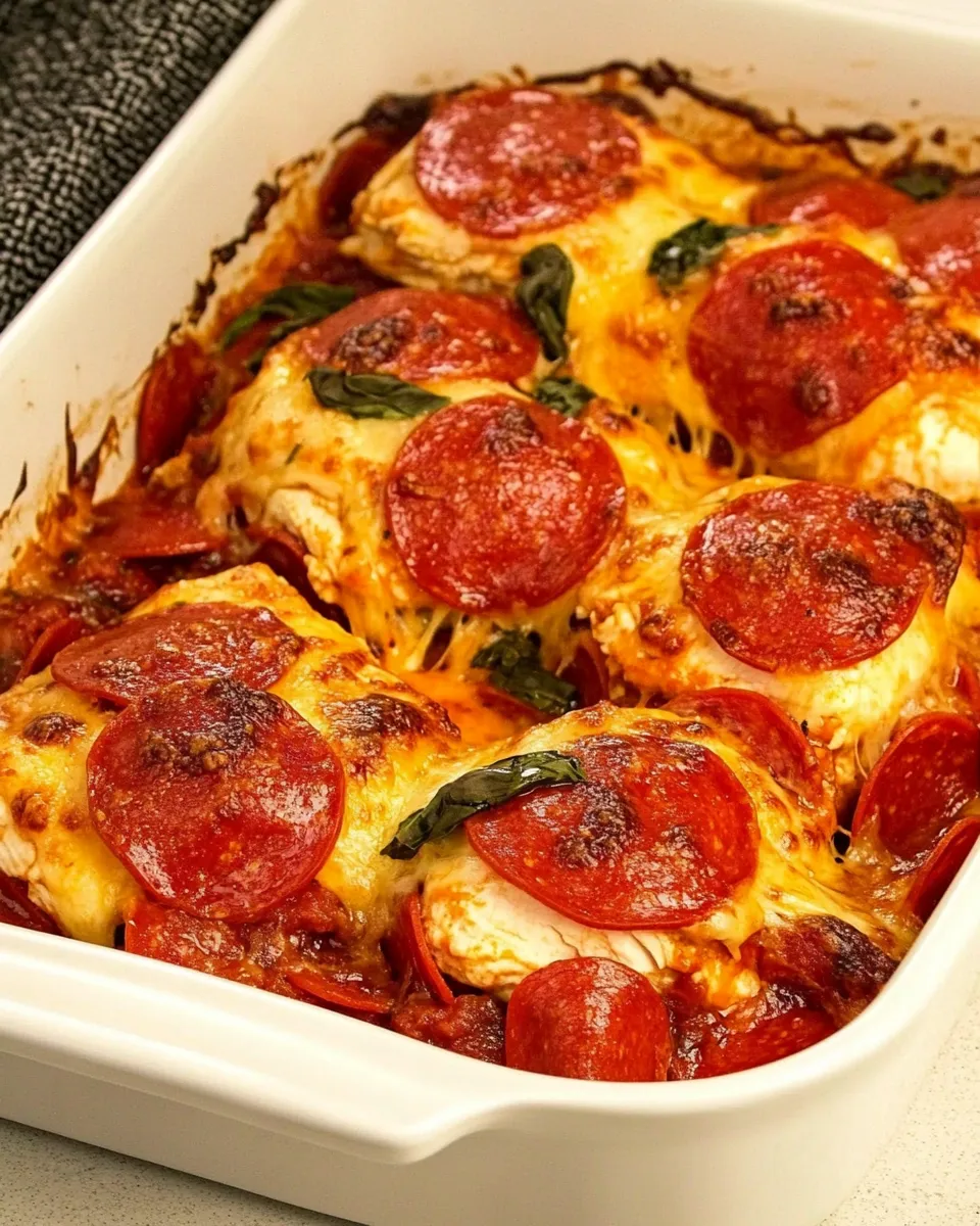 Easy Pepperoni Pizza Chicken Bake image