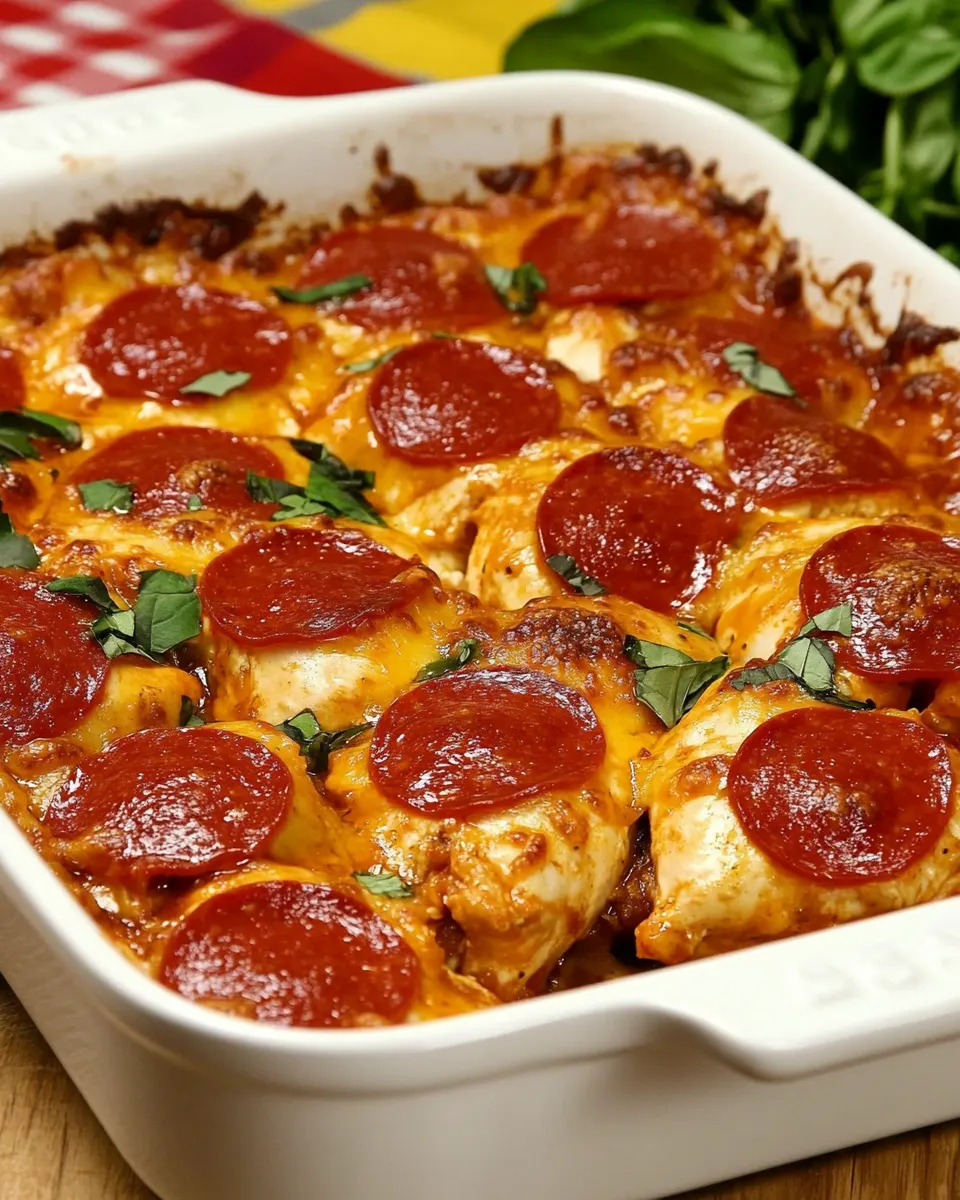 Best Pepperoni Pizza Chicken Bake shot