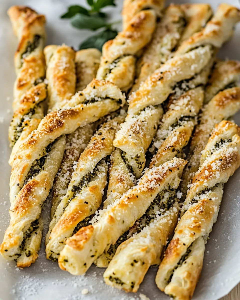 Delicious Pesto Parmesan Cheese Straws shot