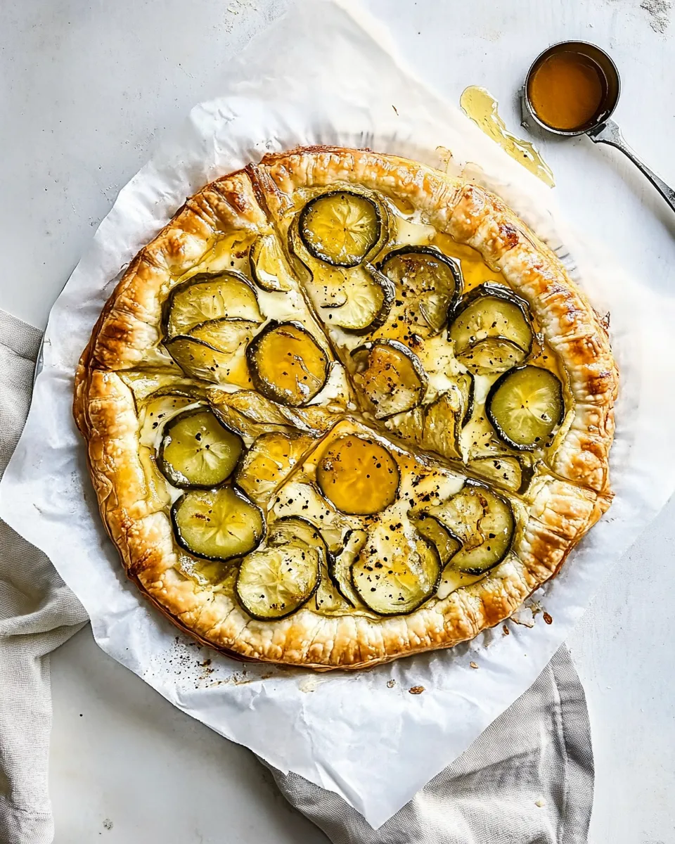 Classic Pickle Lovers Puff Pastry Pizza with Hot Honey. image