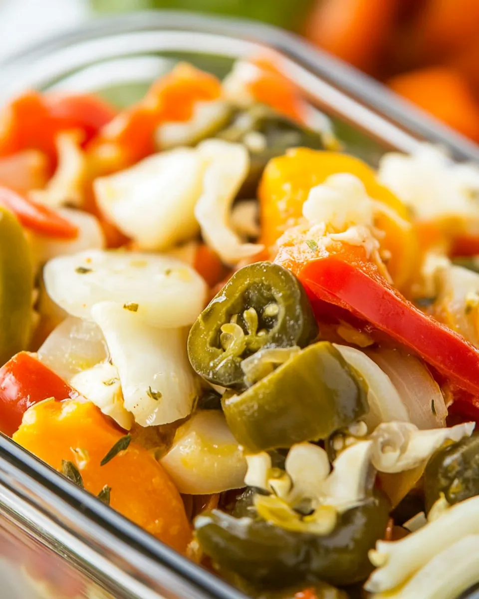 Delicious Pickled Vegetables Recipe (Giardiniera) shot