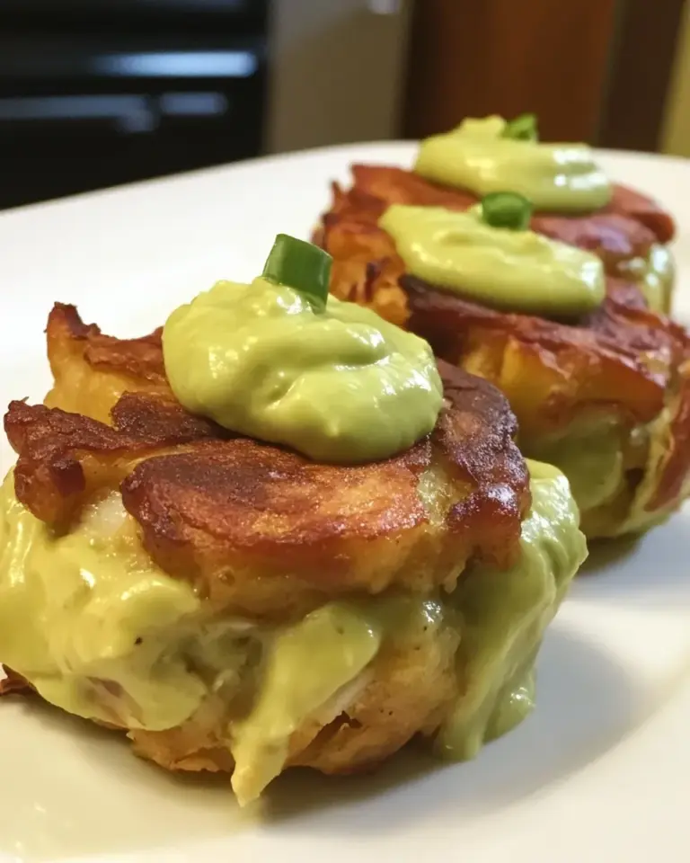Delicious Plantain Wrapped Crab Cakes with Avocado Aioli photo
