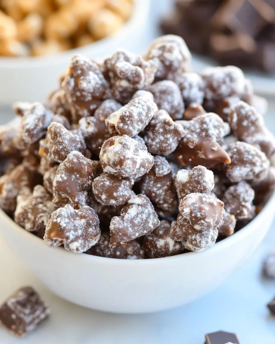 Delicious Poppy Chow [Chocolate & Peanut Butter-Covered Popcorn] shot
