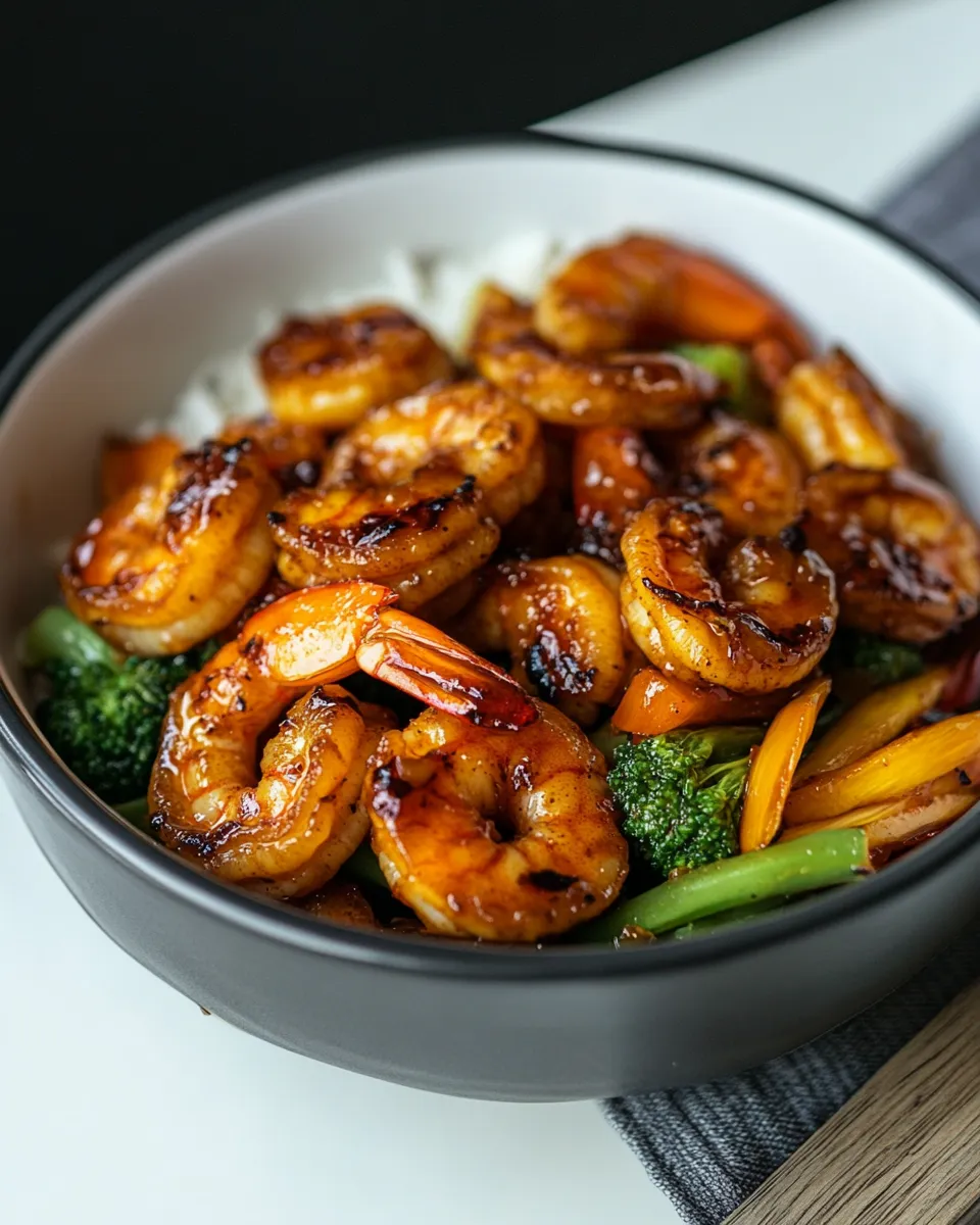 Delicious Quick 10 Minute Shrimp Teriyaki Stir-Fry shot
