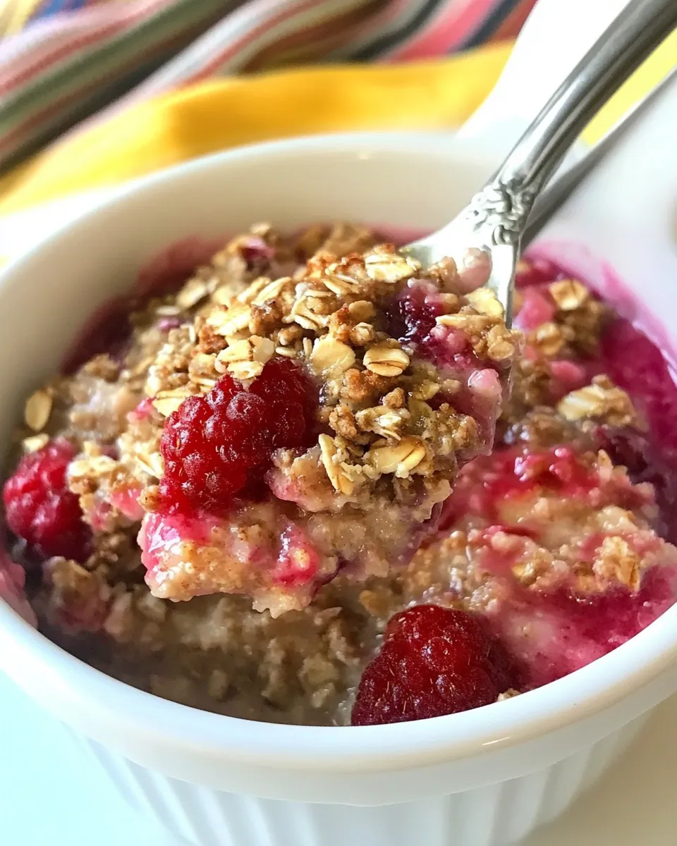Delicious Raspberry Baked Steel Cut Oatmeal shot
