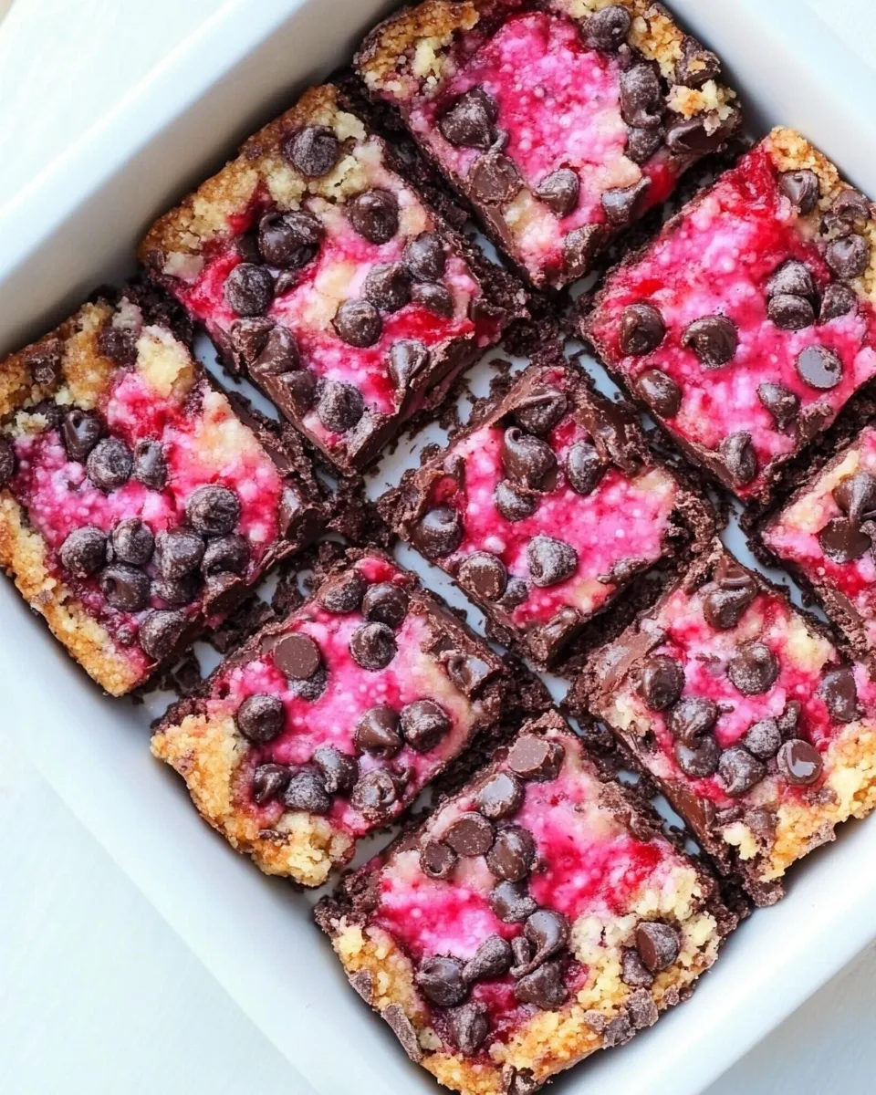 Easy Raspberry Chocolate Chip Magic Squares picture