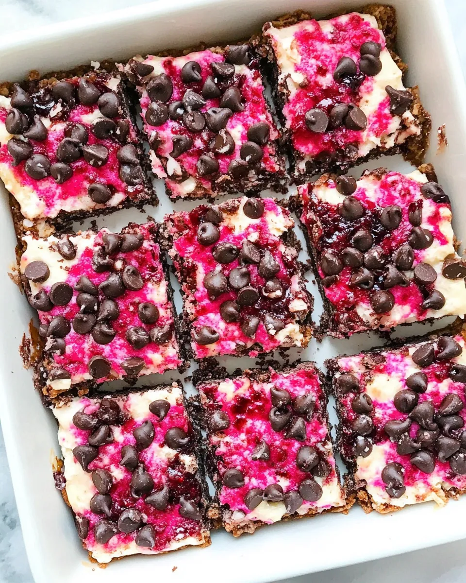 Delicious Raspberry Chocolate Chip Magic Squares shot