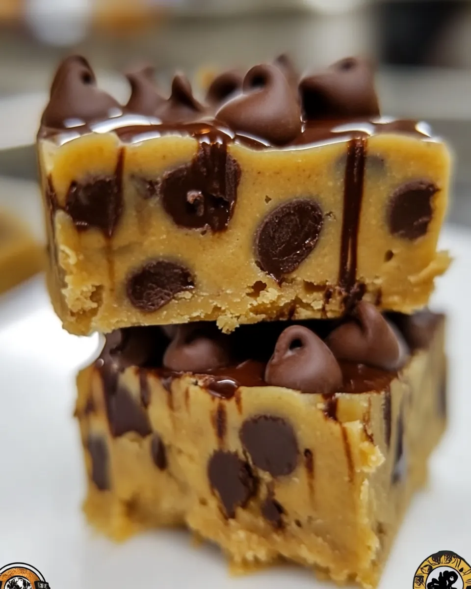 Classic Raw Chocolate Chip Cookie Dough Bars with Hot Fudge image