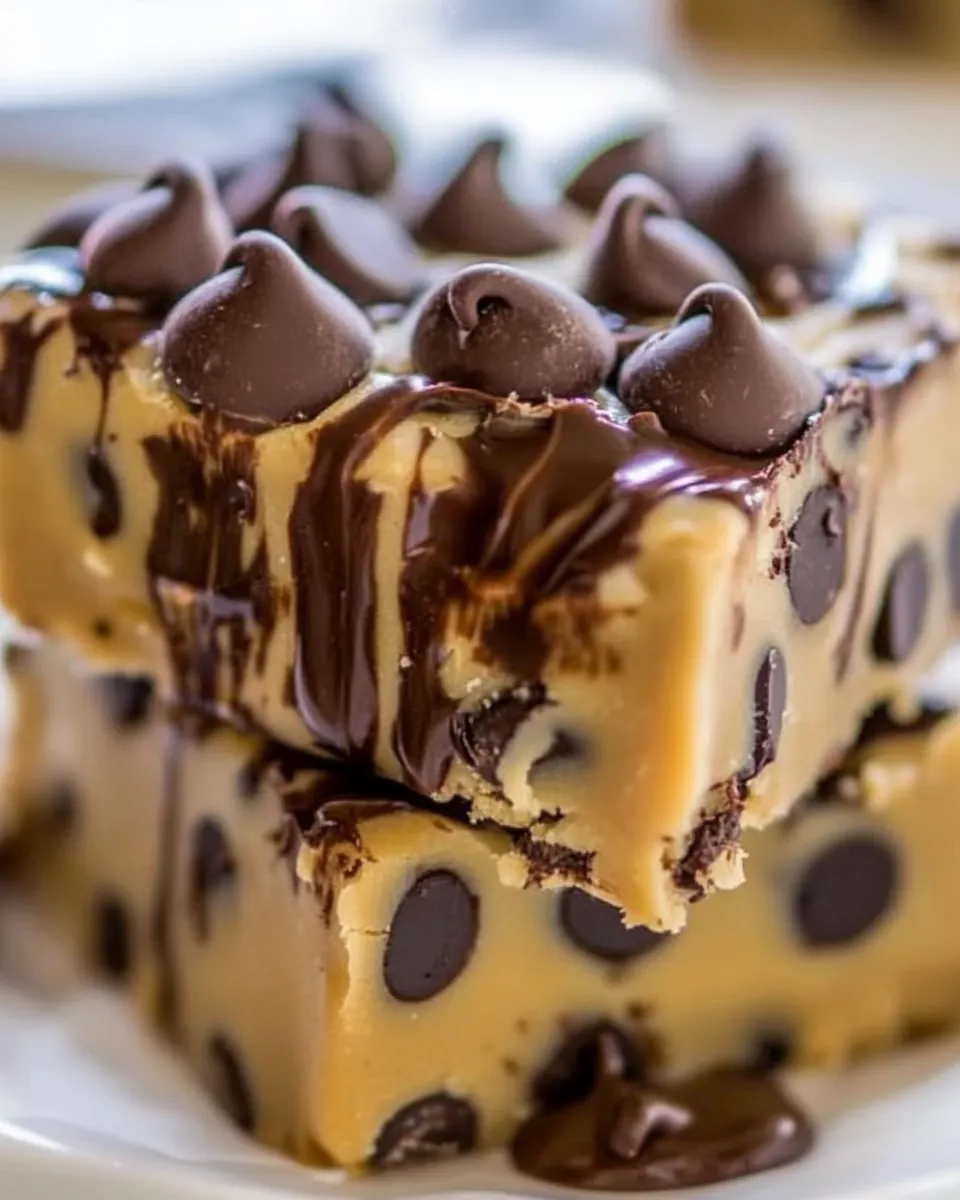 Delicious Raw Chocolate Chip Cookie Dough Bars with Hot Fudge shot