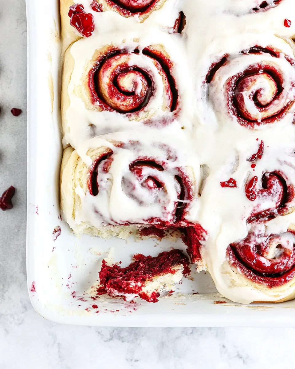 Delicious Red Velvet Cinnamon Rolls shot