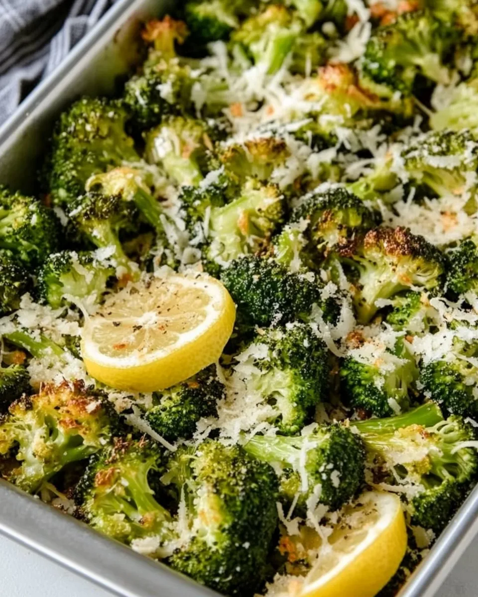 Healthy Roasted Broccoli with Lemon and Pecorino-Romano Cheese shot