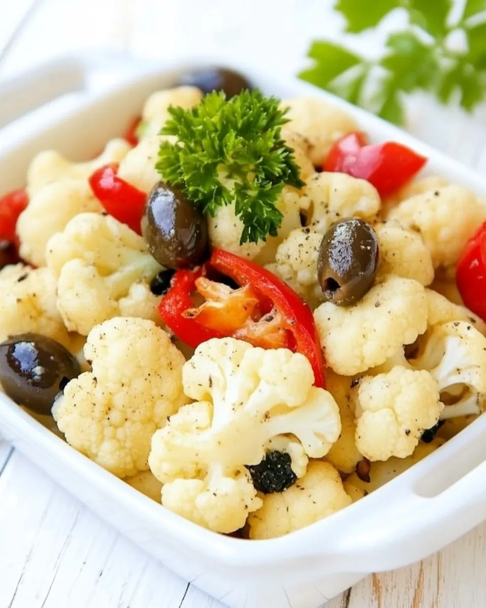 Classic Roasted Cauliflower and Red Peppers with Olives image