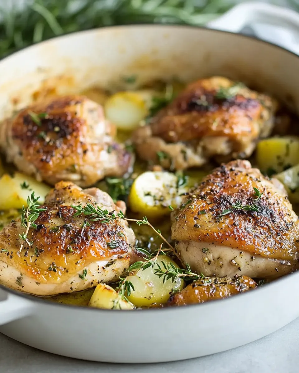 Delicious Roasted Chicken Thighs with Garlic shot