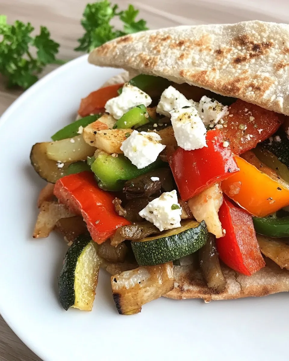 Delicious Roasted Vegetable Pita Sandwich shot