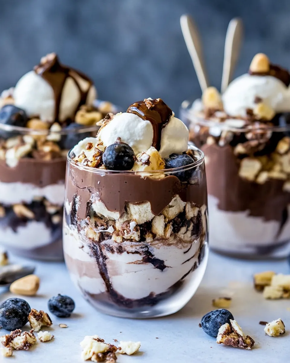 Easy Rocky Road Pudding Parfaits. recipe image