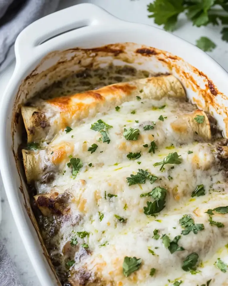 Homemade Salsa Verde Beef and Mushroom Enchiladas photo