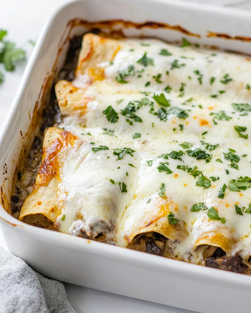 Easy Salsa Verde Beef and Mushroom Enchiladas picture