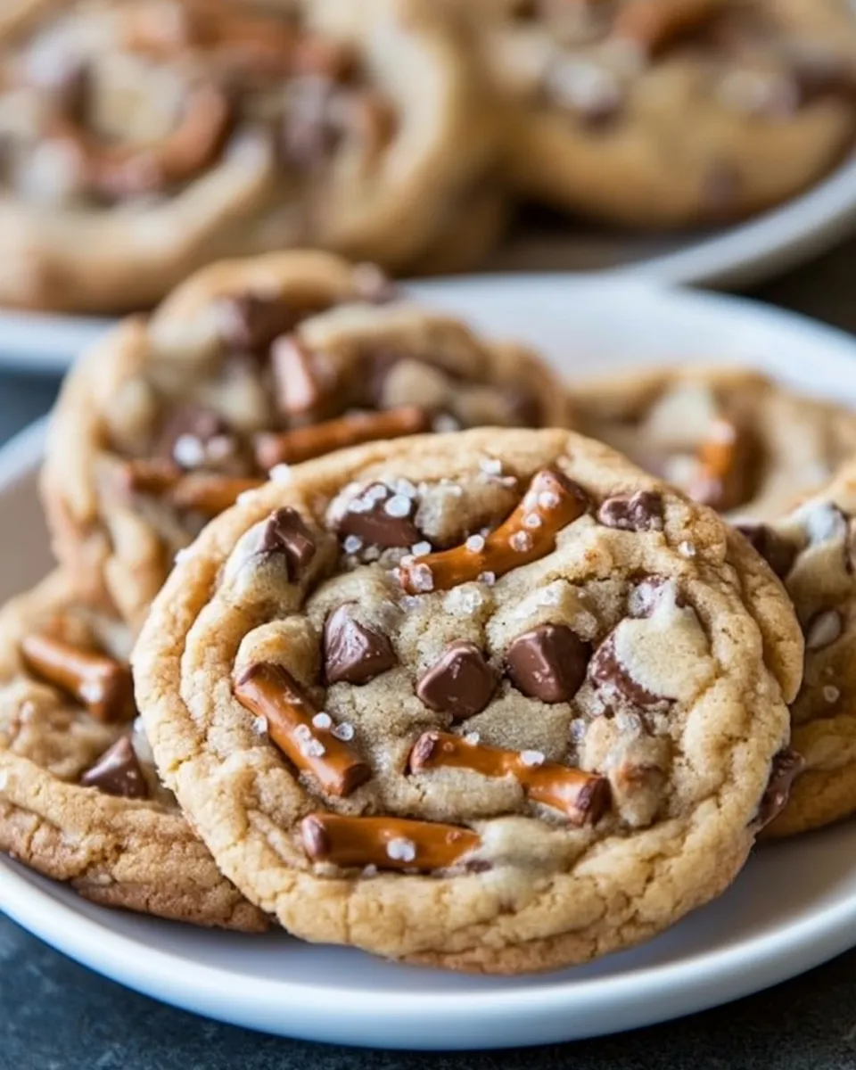 Delicious Salted Pretzel and Nutella Chip Cookies shot