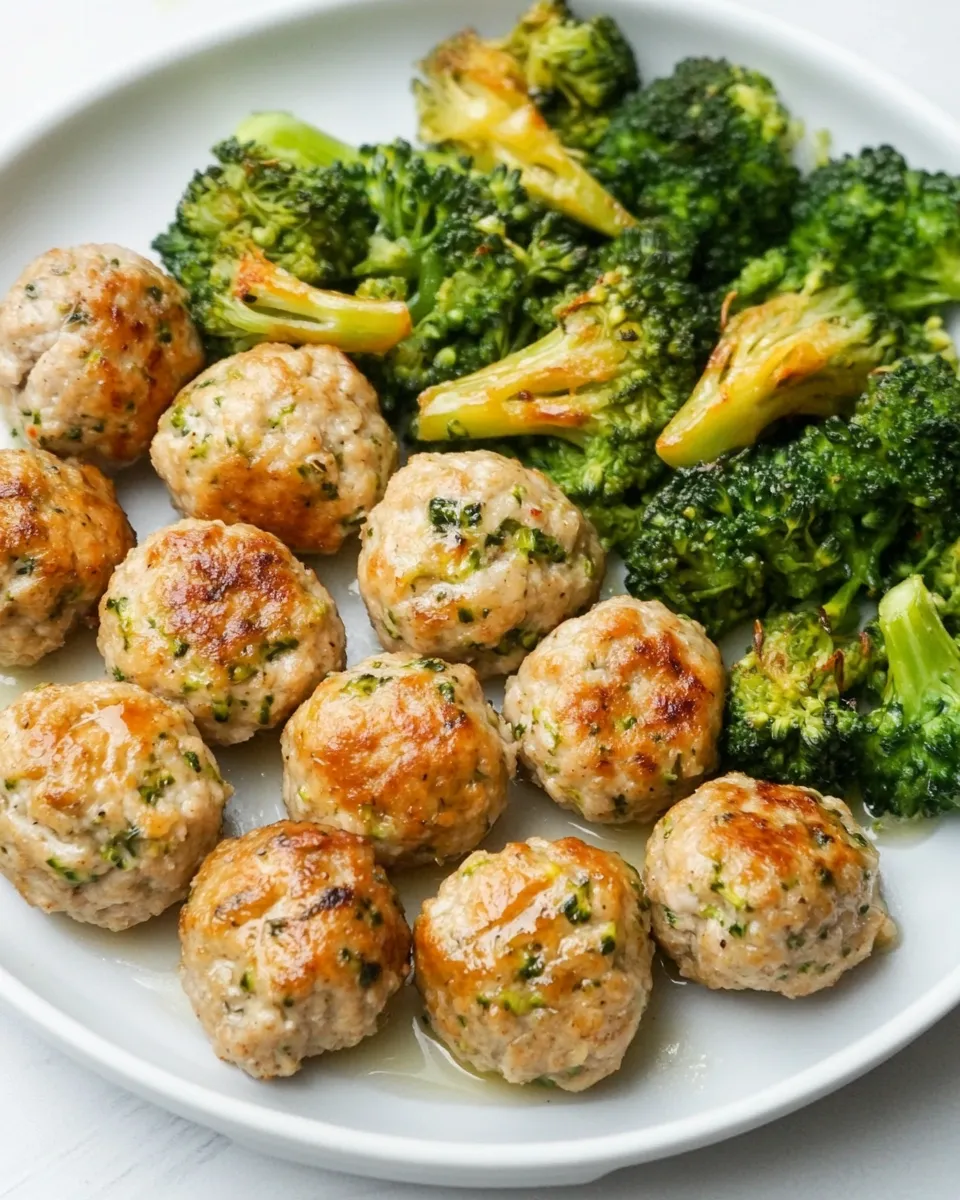 Homemade Sheet Pan Chicken Meatballs and Broccoli photo