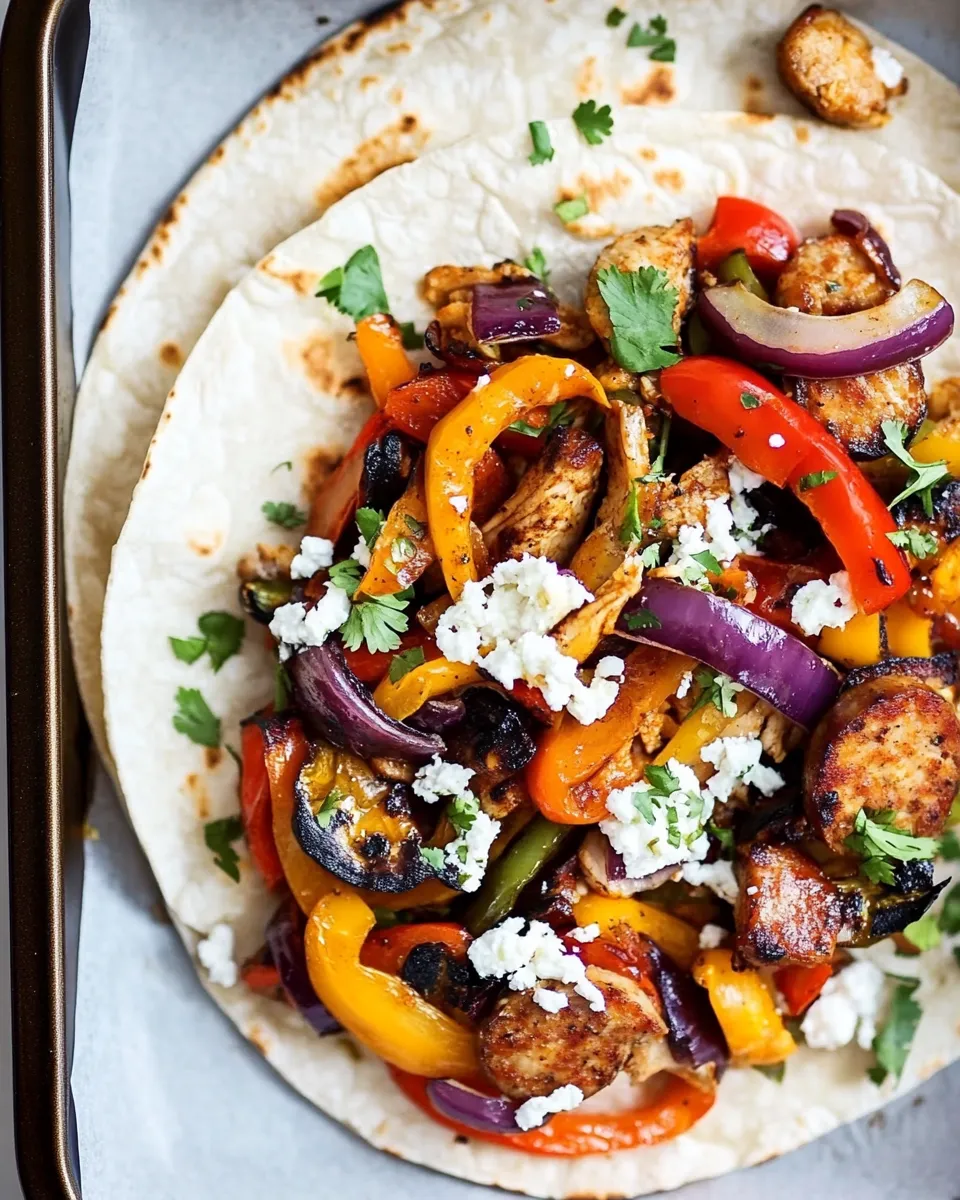 Delicious Sheet Pan Chicken Sausage Fajitas shot