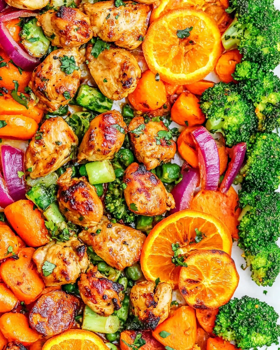 Delicious Sheet Pan Orange Ginger Chicken and Vegetables shot